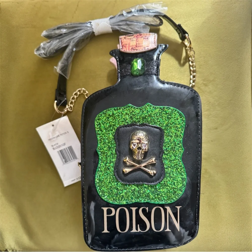 Betsey Johnson Double-Sided - Pink Love Potion and Green Poison Crossbody Bag - Picture 2 of 3